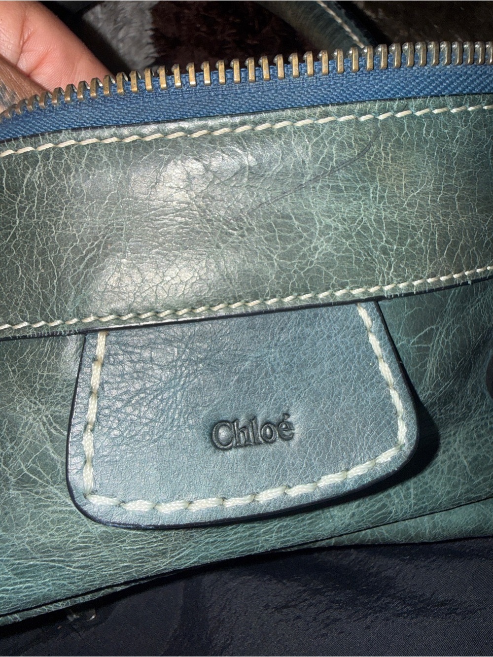 Chloe Black Leather Edith Tote with Contrast Stitching - Picture 6 of 12